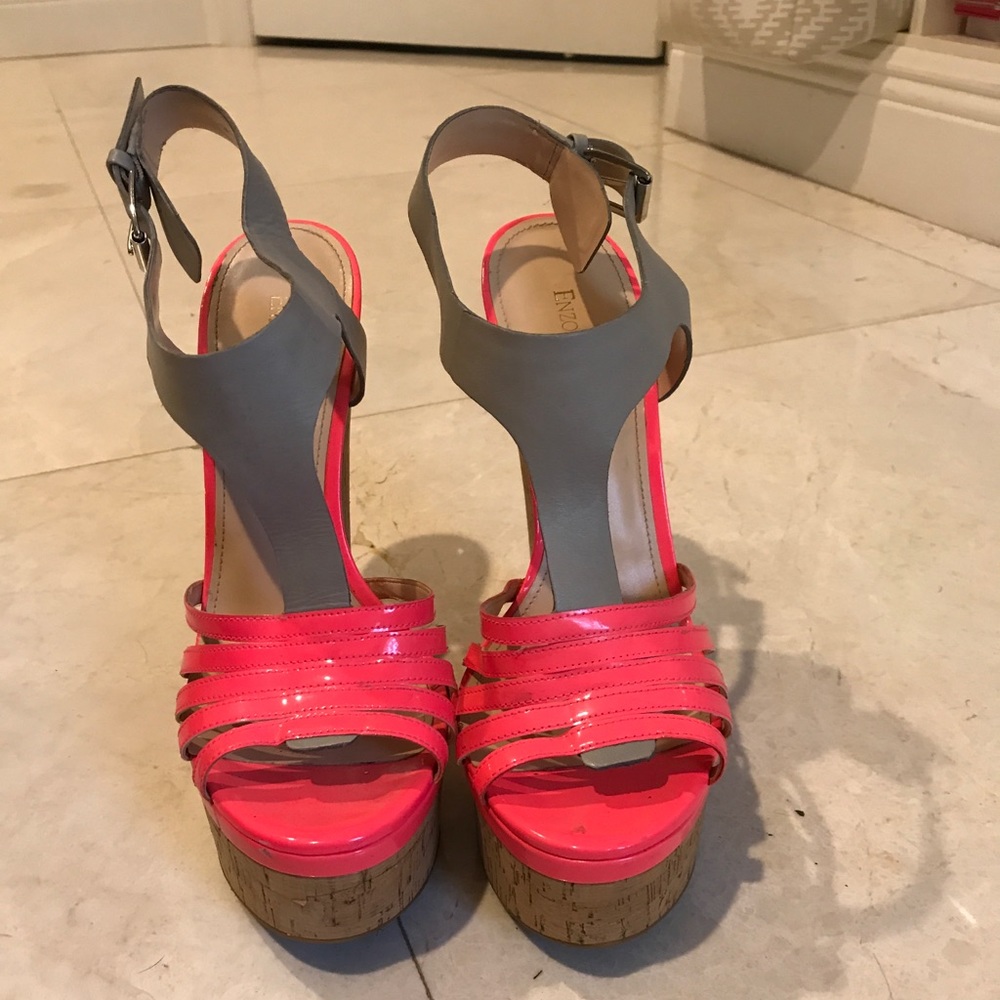 Enzo Agliolini grey and pink platform wedges